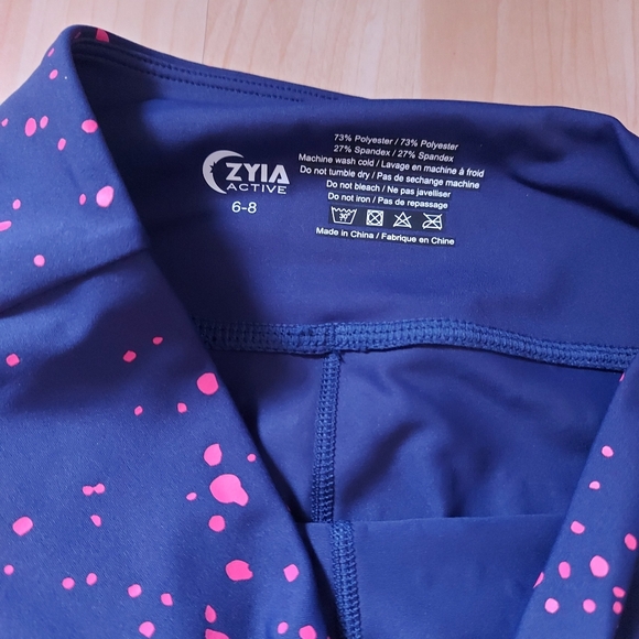 Zyia Active Navy/Pink Splatter Print Leggings - Picture 4 of 9